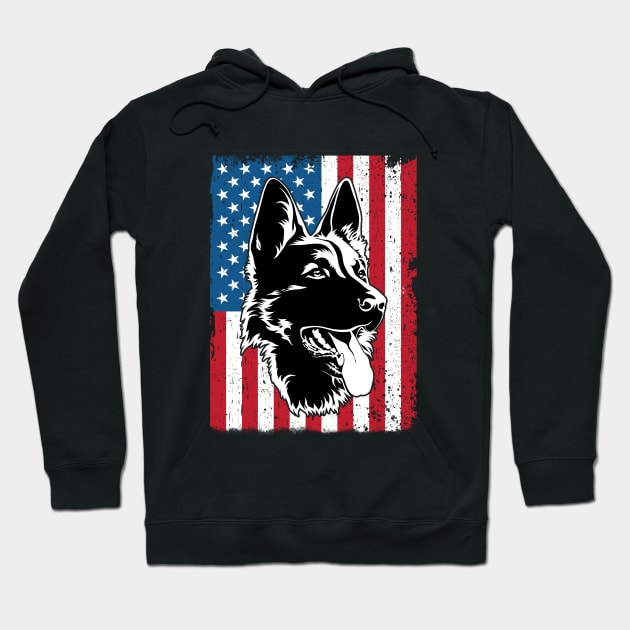 German Shepherd - German Shepherd USA Flag Hoodie by Kudostees